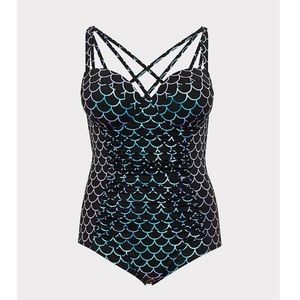 BLACK & PURPLE MERMAID ONE-PIECE SWIMSUIT